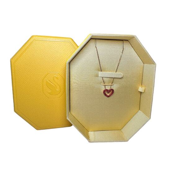 Swarovski Una pendant Pavé, Heart, Small, Red, Gold-tone plated Necklace - Picture 1 of 7